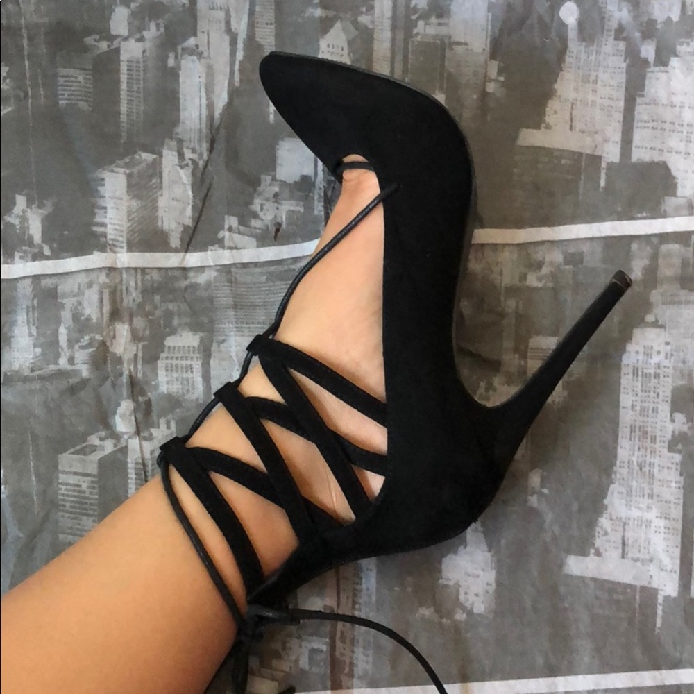 Charlotte Russe Strappy Suede Heels w/Sole Padding